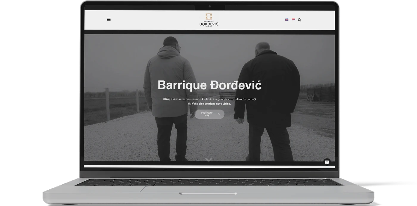 Business website development: Barrique Đorđević barrel manufacture site on a MacBook