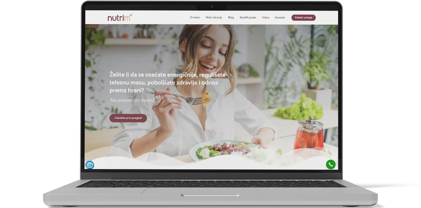 Izrada sajtova Beograd: sajt nutricionističkog savetovališta NutriM na MacBook uređaju