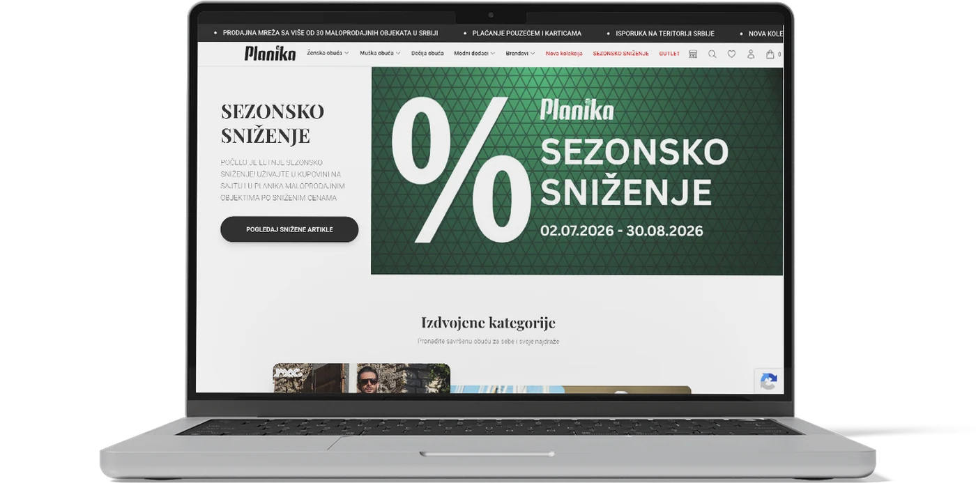Next.js development: Planika e-commerce on a MacBook
