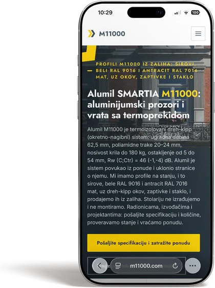 Alumil M11000 – mobilni prikaz