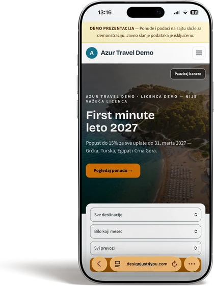 Azur Travel Demo – mobile view