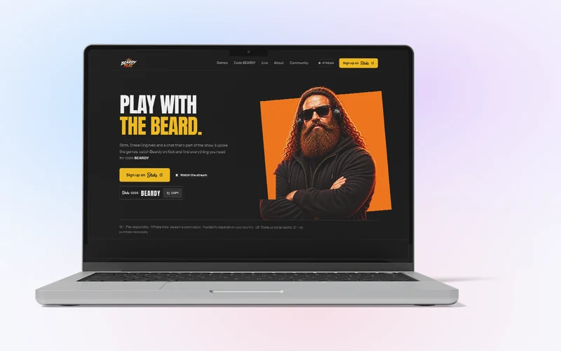 Beardy Play – streamer website with a game library and live page