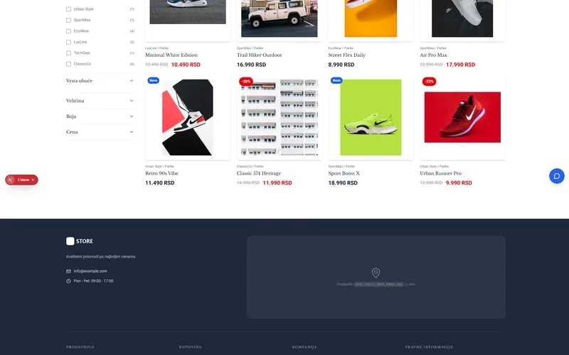 Demo store – product catalogue with filters
