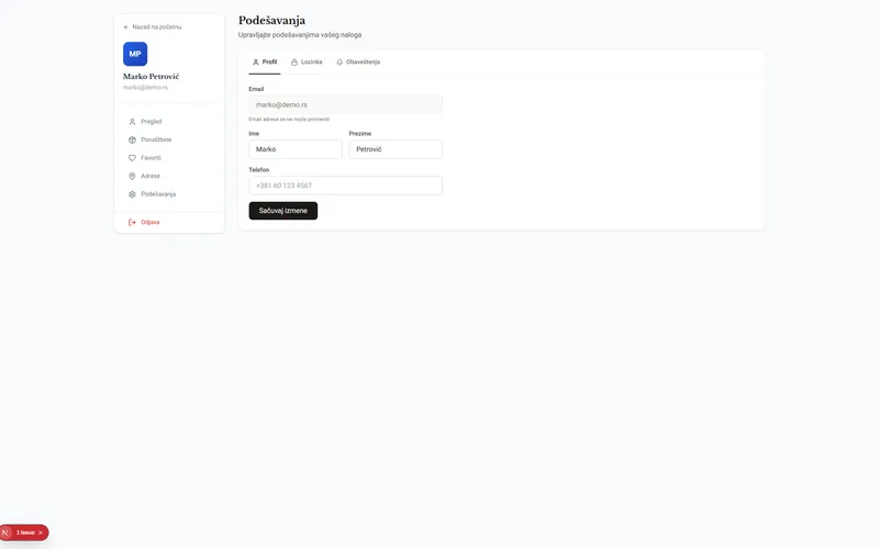 Demo store – customer account with orders